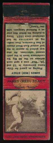 Red Stacy 1935 Diamond Matchbooks football card