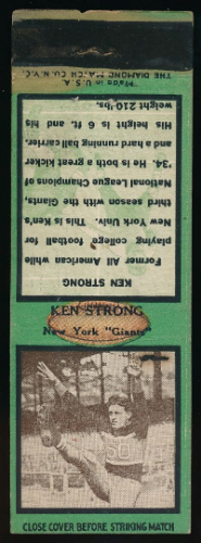 Ken Strong 1935 Diamond Matchbooks football card