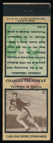 Charles Treadway 1935 Diamond Matchbooks football card