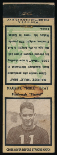 Maurice Bray 1935 Diamond Matchbooks football card
