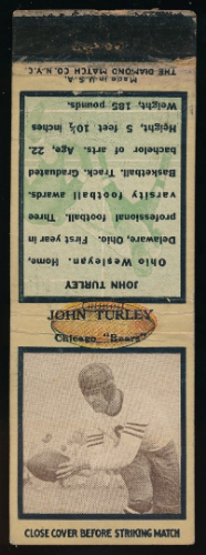 John Turley 1935 Diamond Matchbooks football card