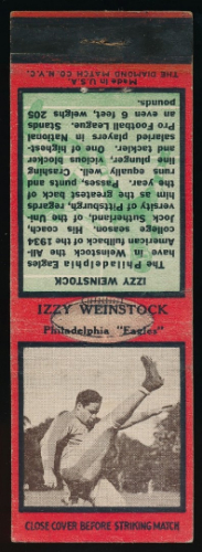Izzy Weinstock 1935 Diamond Matchbooks football card