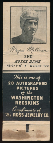 Wayne Millner 1939 Redskins Matchbooks football card Wayne Millner 1939 Redskins Matchbooks football card