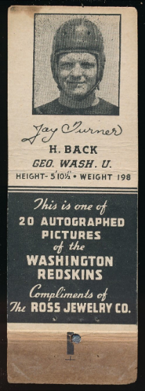 Jay Turner 1939 Redskins Matchbooks football card