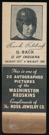 Frank Filchock 1939 Redskins Matchbooks football card