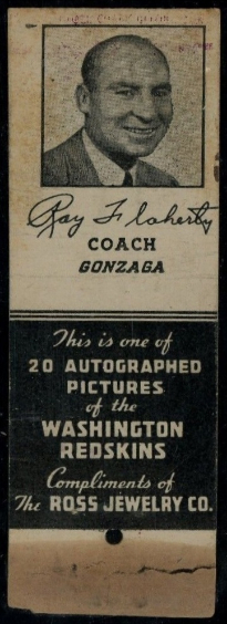 Ray Flaherty 1939 Redskins Matchbooks football card Ray Flaherty 1939 Redskins Matchbooks football card