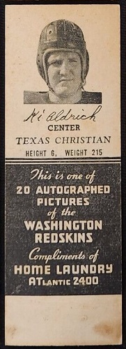 Ki Aldrich 1942 Redskins Matchbooks football card