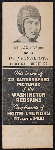 Wilbur Moore 1942 Redskins Matchbooks football card Wilbur Moore 1942 Redskins Matchbooks football card