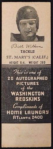 Willie Wilkin 1942 Redskins Matchbooks football card