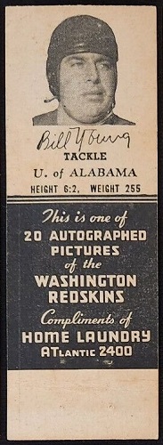 Bill Young 1942 Redskins Matchbooks football card