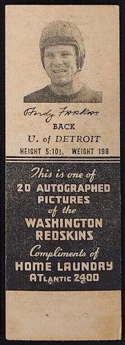 Andy Farkas 1942 Redskins Matchbooks football card