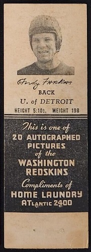 Andy Farkas 1942 Redskins Matchbooks football card
