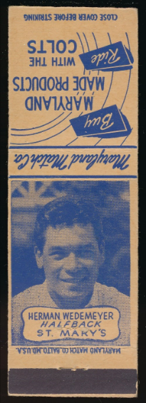 Herman Wedemeyer 1948 Colts Matchbooks football card
