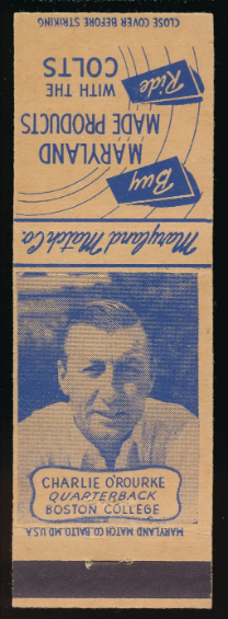 Charlie O'Rourke 1948 Colts Matchbooks football card