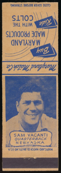 Sam Vacanti 1948 Colts Matchbooks football card
