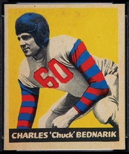 Chuck Bednarik 1949 Leaf football card Chuck Bednarik 1949 Leaf football card