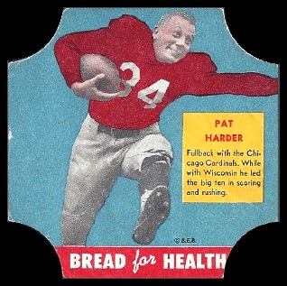 Pat Harder 1950 Bread for Health Labels football card