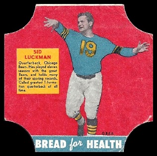 Sid Luckman 1950 Bread for Health Labels football card