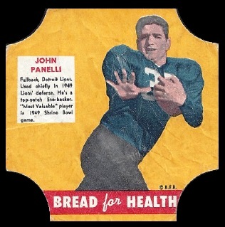 John Panelli 1950 Bread for Health Labels football card