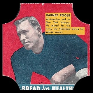 Barney Poole 1950 Bread for Health Labels football card