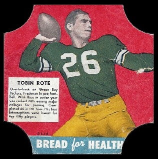 Tobin Rote 1950 Bread for Health Labels football card