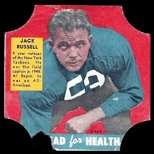 Jack Russell 1950 Bread for Health Labels football card