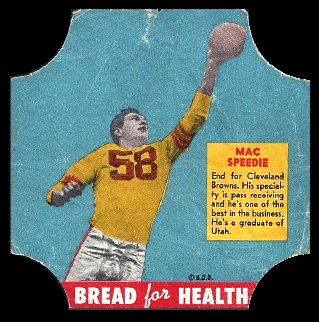 Mac Speedie 1950 Bread for Health Labels football card