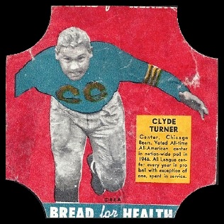 Bulldog Turner 1950 Bread for Health Labels football card