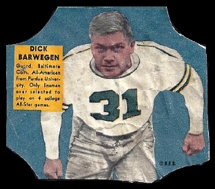 Dick Barwegen 1950 Bread for Health Labels football card