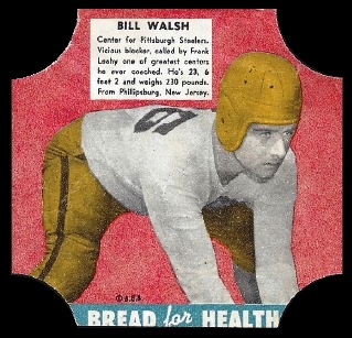 Bill Walsh 1950 Bread for Health Labels football card