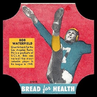 Bob Waterfield 1950 Bread for Health Labels football card Bob Waterfield 1950 Bread for Health Labels football card