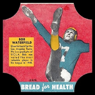 Bob Waterfield 1950 Bread for Health Labels football card