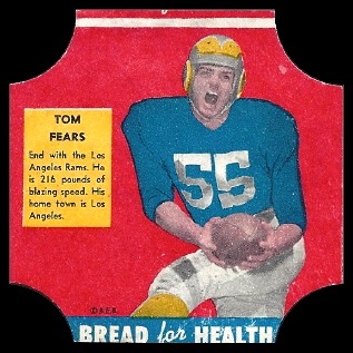 Tom Fears 1950 Bread for Health Labels football card