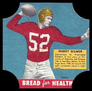 Harry Gilmer 1950 Bread for Health Labels football card