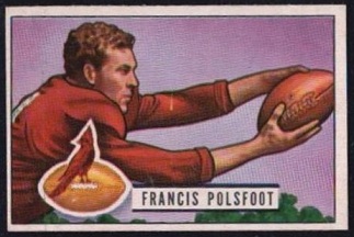 Fran Polsfoot 1951 Bowman football card Fran Polsfoot 1951 Bowman football card