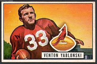 Ventan Yablonski 1951 Bowman football card Ventan Yablonski 1951 Bowman football card