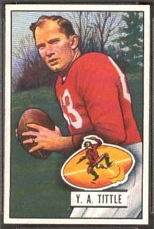 Y.A. Tittle 1951 Bowman football card Y.A. Tittle 1951 Bowman football card