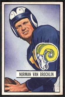 Norm Van Brocklin 1951 Bowman football card Norm Van Brocklin 1951 Bowman football card