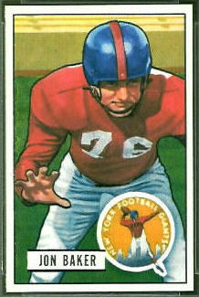 Jon Baker 1951 Bowman football card