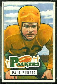 Paul Burris 1951 Bowman football card