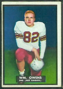 Bill Owens 1951 Topps Magic football card