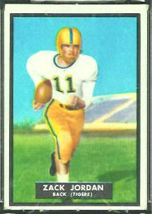 Zack Jordan 1951 Topps Magic football card