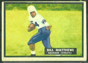 Bill Matthews 1951 Topps Magic football card