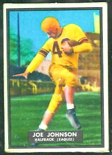 Joe Johnson 1951 Topps Magic football card