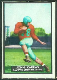 John Karras 1951 Topps Magic football card