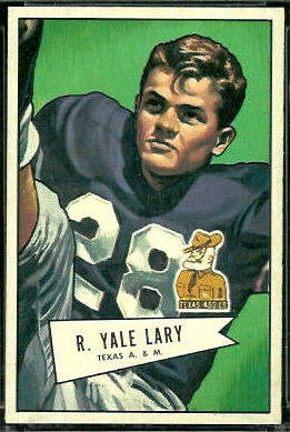 Yale Lary 1952 Bowman Large football card