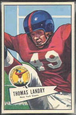 Tom Landry 1952 Bowman Large football card