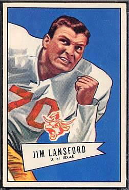 Jim Lansford 1952 Bowman Large football card