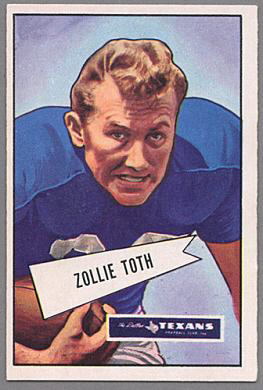 Zollie Toth 1952 Bowman Large football card