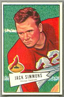 Jack Simmons 1952 Bowman Small football card